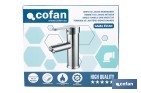 Grifo monomando para lavabo con acabado cromado | Incluye latiguillos de acero inoxidable | Gama Évian - Cofan