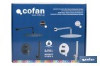Conjunto de ducha empotrada con diseño redondo y acabado en negro mate | Ducha monomando 2 vías | Instalación en la pared | Rociador con 2 funciones - Cofan
