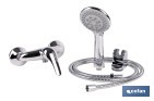 SET DE GRIFO MONOMANDO PARA DUCHA CON ACABADO CROMADO, CON SOPORTE, FLEXO MANGO DE DUCHA, LATIGUILLOS Y CARTUCHO CERÁMICO DE 40 MM | GAMA ÖLFUS