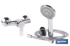SET DE GRIFO MONOMANDO PARA DUCHA CON ACABADO CROMADO, CON SOPORTE, FLEXO MANGO DE DUCHA, LATIGUILLOS Y CARTUCHO CERÁMICO DE 40 MM | GAMA ÉVIAN