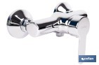 Set de grifo monomando para ducha con acabado cromado, con soporte, flexo mango de ducha, latiguillos y cartucho cerámico de 40 mm | Gama Évian - Cofan