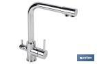 KITCHEN MIXER TAP | SINGLE-HANDLE TAP | 3-WAY FILTER TAP ADAPTED TO OSMOSIS SYSTEM | BLED MODEL | BRASS WITH CHROME FINISH