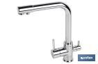 Kitchen Mixer Tap | Single-Handle Tap | 3-Way Filter Tap Adapted to Osmosis System | Bled Model | Brass with chrome finish - Cofan