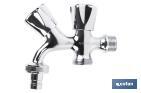 Pack of two Water Taps with Double Spout | For Washing Machine and Dishwasher | Brass with chrome-plated finish and ABS handle - Cofan