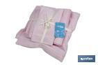 Set of 3 light-pink bath towels with 580g/m2 | Flor range | Set of bath towels made of 100% cotton - Cofan