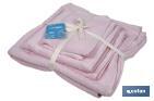 Set of 3 light-pink bath towels with 580g/m2 | Flor range | Set of bath towels made of 100% cotton - Cofan