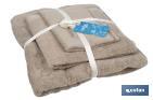 Set of 3 beige bath towels with 580g/m2 | Abisinia range | Set of bath towels made of 100% cotton - Cofan
