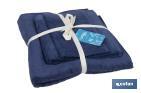 Set of 3 navy-blue bath towels with 580g/m2 | Marin range | Set of bath towels made of 100% cotton - Cofan