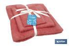 Conjunto de 3 toalhas de cor coral com 580 g/m2 | Gama Jamaica | Conjunto de toalhas 100% algodão - Cofan