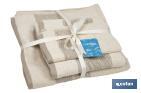 Juego de 3 toallas de color nature con 600 g/m2 | Gama Alma | Set de toallas 95 % de algodón y 5 % de lino - Cofan
