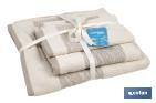Conjunto de 3 toalhas de cor nature com 600 g/m2 | Gama Alma | Conjunto de toalhas de 95% algodão e 5% linho - Cofan