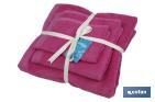 Conjunto de 3 toalhas de cor fúcisa 580 g/m2 | Gama Primavera | Conjunto de toalhas 100% algodão - Cofan