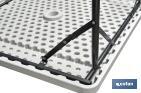 Mesa quadrada dobrável de cor branca | Peso máximo: 120 kg | Adequada para 6 pessoas | Dimensões aberta: 88 x 88 x 74 cm  - Cofan