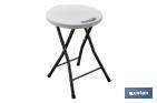 WHITE FOLDING STOOL | SUITABLE FOR INDOOR AND OUTDOOR USE | DIMENSIONS: 33 X 30CM WIDE X 46CM HIGH