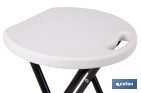 Tabouret pliant de couleur blanche | Approprié pour l'intérieur et l'extérieur | Dimensions : 33 x 30 cm de largeur x 46 cm de hauteur - Cofan