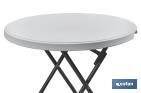 Mesa redonda dobrável de cor branca | Peso máximo: 120 kg | Adequada para 6 pessoas | Dimensões: Ø88 x 74 cm  - Cofan