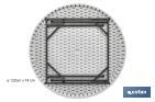 White folding round table | Maximum weight: 150kg | Suitable for 8 people | Open dimensions: Ø120 x 74cm  - Cofan