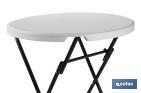 Mesa alta redonda dobrável de cor branca | Adequada para utilização no interior e no exterior | Dimensões: Ø80 x 110 cm  - Cofan
