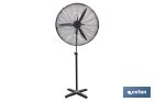 VENTILADOR INDUSTRIAL DE PIE CON 3 VELOCIDADES EN COLOR NEGRO | POTENCIA: 200 W | GRAN CAUDAL DE AIRE | OSCILACIÓN 80° | MEDIDAS: 81 X 81 X 189 CM
