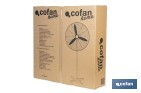 Ventilador industrial de pie con 3 velocidades en color negro | Potencia: 200 W | Gran caudal de aire | Oscilación 80° | Medidas: 81 x 81 x 189 cm - Cofan
