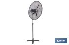 Ventilador industrial de pie con 3 velocidades en color negro | Potencia: 200 W | Gran caudal de aire | Oscilación 80° | Medidas: 81 x 81 x 189 cm - Cofan