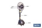 Ventilador industrial de pie con nebulizador | Depósito de 48 litros, 3 velocidades | Oscilación 90° y 3 aspas de aluminio - Cofan