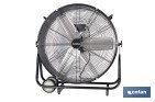 Ventilador industrial de suelo con 3 velocidades | Potencia: 250 W | Color: negro | Ángulo ajustable | Con ruedas y asa metálica | Medidas: 75 x 26 x 76 cm - Cofan