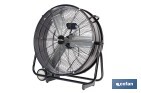 Ventilador industrial de suelo con 3 velocidades | Potencia: 250 W | Color: negro | Ángulo ajustable | Con ruedas y asa metálica | Medidas: 75 x 26 x 76 cm - Cofan