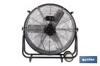 Ventilador industrial de suelo con 3 velocidades | Potencia: 250 W | Color: negro | Ángulo ajustable | Con ruedas y asa metálica | Medidas: 75 x 26 x 76 cm - Cofan