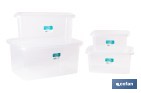 Pack de 4 cajas de almacenaje transparentes con tapa | Capacidades de 4, 8, 15 y 26 litros - Cofan