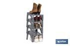 ORGANIZADOR DE ZAPATOS EN COLOR GRIS | PACK DE 4 SORPORTES APILABLES PARA MAXIMIZAR EL ESPACIO