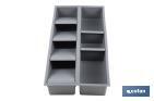 Organizador de cubiertos con separadores para cajón | Cubertero con 7 compartimentos y separadores modulares | Color: gris | Material: polipropileno - Cofan
