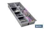 ORGANIZADOR DE CUBIERTOS CON SEPARADORES PARA CAJÓN | CUBERTERO CON 7 COMPARTIMENTOS Y SEPARADORES MODULARES | COLOR: GRIS | MATERIAL: POLIPROPILENO