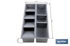 Organizador de cubiertos con separadores para cajón | Cubertero con 7 compartimentos y separadores modulares | Color: gris | Material: polipropileno - Cofan