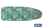 Funda acolchada para tabla de planchar con estampado de ramas verdes | Tamaño universal | Material: 100 % algodón | Refleja el vapor | Medidas: 135 x 53 cm - Cofan