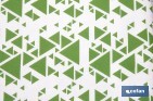 Funda acolchada para tabla de planchar | Tamaño universal | Estampado de triángulos verdes | Material: 100 % algodón | Refleja el vapor | Medidas: 140 x 60 cm - Cofan