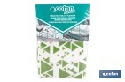 Funda acolchada para tabla de planchar | Tamaño universal | Estampado de triángulos verdes | Material: 100 % algodón | Refleja el vapor | Medidas: 140 x 60 cm - Cofan