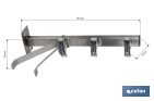 Étendoir mural fixe en deux pièces en forme d'équerre et 3 poulies | Fabriqué en acier inoxydable AISI 304 | Dimensions : 36,5 x 9,5 cm - Cofan