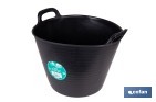 Capazo negro de polietileno reciclado con base plana estable | Adecuado para uso agrícola y construcción, poda, vendimia, apilable | Disponible en varias capacidades - Cofan