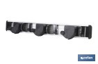 Colgador de escobas y fregonas con 3 soportes y 4 ganchos | Organizador de pared fuerte, práctico y ajustable - Cofan