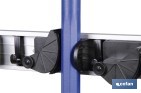 Colgador de escobas y fregonas con 3 soportes y 4 ganchos | Organizador de pared fuerte, práctico y ajustable - Cofan