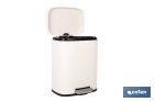 Cubo de basura beige con pedal y cubo interior | Papelera metálica para baño y cocina con cierre suave | Recubrimiento antihuellas | Disponible en diferentes capacidades - Cofan
