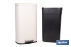 Cubo de basura beige con pedal y cubo interior | Papelera metálica para baño y cocina con cierre suave | Recubrimiento antihuellas | Disponible en diferentes capacidades - Cofan