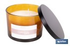 VELA AROMÁTICA COOKIE DE 3 MECHAS | CERA DE SOJA | AROMA A CANELA NAPOLITANA | VASO DE VIDRIO ÁMBAR DECORATIVO | DURACIÓN DE COMBUSTIÓN: 35 HORAS