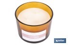Vela aromática Cookie de 3 mechas | Cera de soja | Aroma a canela napolitana | Vaso de vidrio ámbar decorativo | Duración de combustión: 35 horas - Cofan