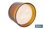 Vela aromática Cookie de 3 mechas | Cera de soja | Aroma a canela napolitana | Vaso de vidrio ámbar decorativo | Duración de combustión: 35 horas - Cofan