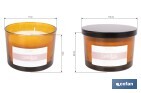 Vela aromática Cookie de 3 mechas | Cera de soja | Aroma a canela napolitana | Vaso de vidrio ámbar decorativo | Duración de combustión: 35 horas - Cofan