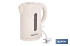 Hervidor eléctrico de agua beige | Capacidad: 1 Litro | Potencia: 1080 W | Hervidor compacto con control Strix | Ideal para cocinas y oficinas - Cofan