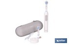 Cepillo de dientes eléctrico recargable | Color blanco con 3 modos de limpieza | Incluye 2 cabezales y estuche de viaje - Cofan