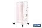 RADIADOR DE ACEITE CON TERMOSTATO Y VENTILADOR | 1500 W + 400 W | 7 ELEMENTOS | 3 NIVELES DE POTENCIA | COLOR BLANCO